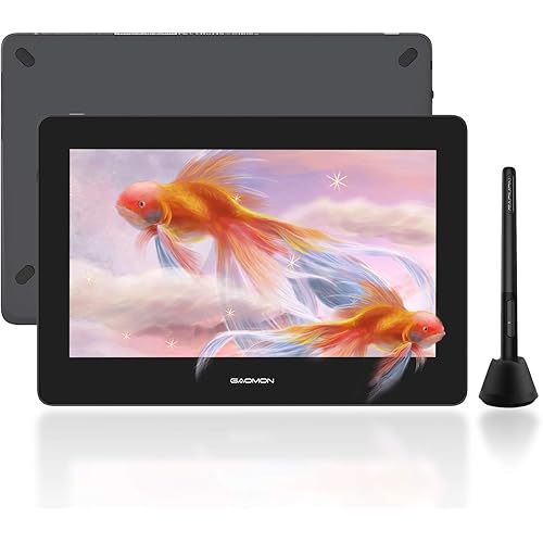 GAOMON PD1220 11.6’’ Pen Display (Charcoal Grey) 86% NTSC Full Laminated Graphics Drawing Tablet with Tilt Support 8192 Levels Passive Stylus, Compatible with Windows & Mac &Android