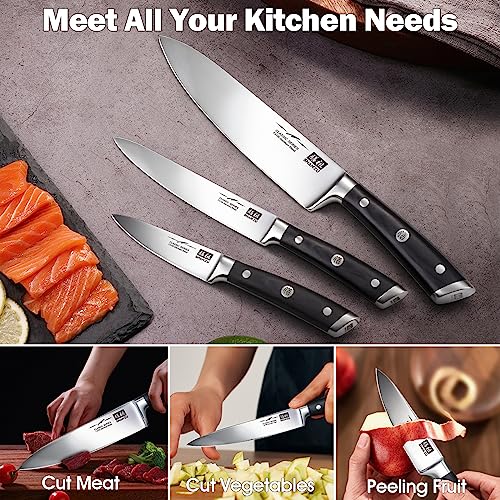 SHAN ZU Kitchen Knives Sets 3pcs with German Stainless Steel Professional Japanese Knives Set, Ultra Sharp Chef Knife Set Including Chef's Knife 20cm Kitchen Knife 15cm Paring Knife 9.5cm - Image 6