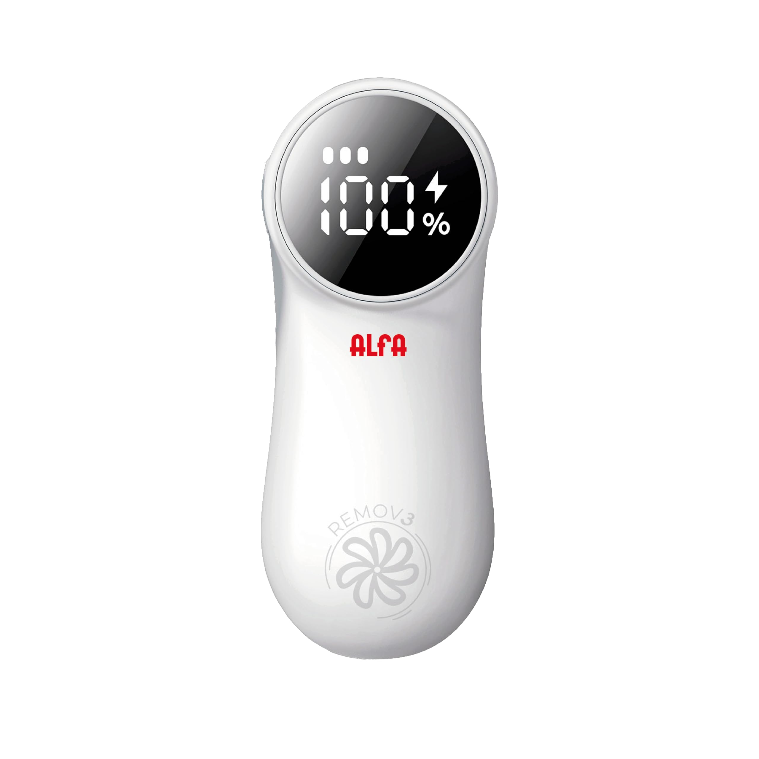 Alfa Quitapelusas Eléctrico REMOV3. Puerto de Carga Tipo-C. Pantalla LED Inteligente. 3 velocidades Ajustables. Autonomía 3,5h. Accesorios incluidos.