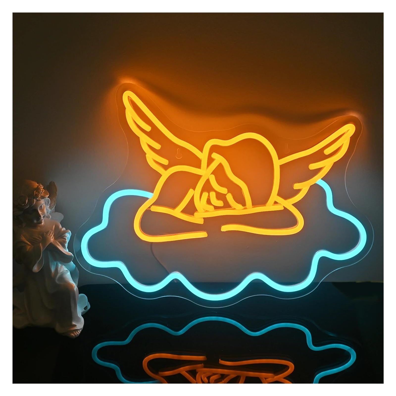 LEMST Signs Lamp Sleep Angel Neon Signs for Children's Bedroom Decoration Light Dimmable for Wall Decor Home Party 42cmх32cm