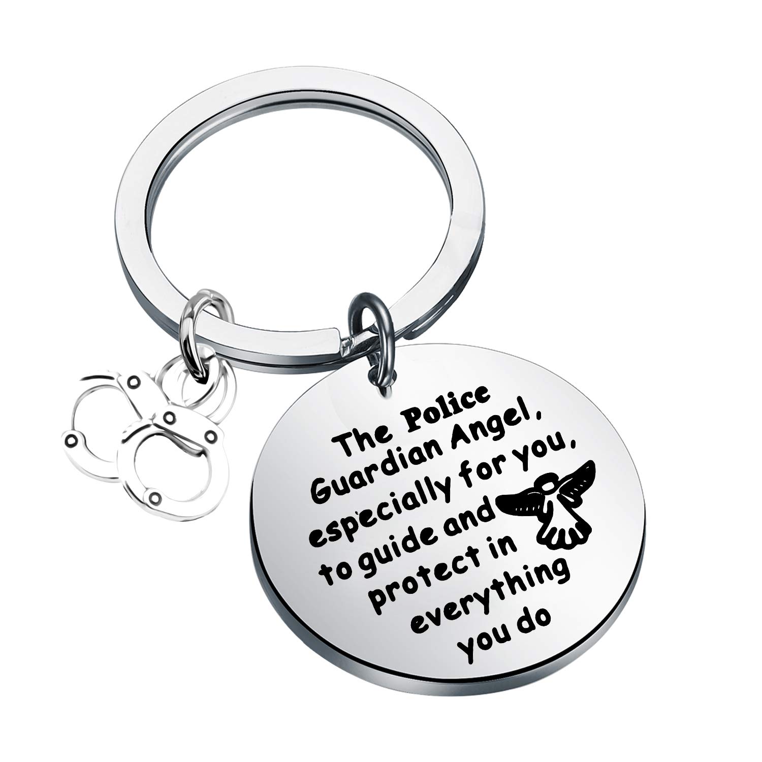FEELMEM Police Prayer Keychain - Officer Gift, Guardian Angel Protect Military Keychain, Husband Gift From Wife Mom