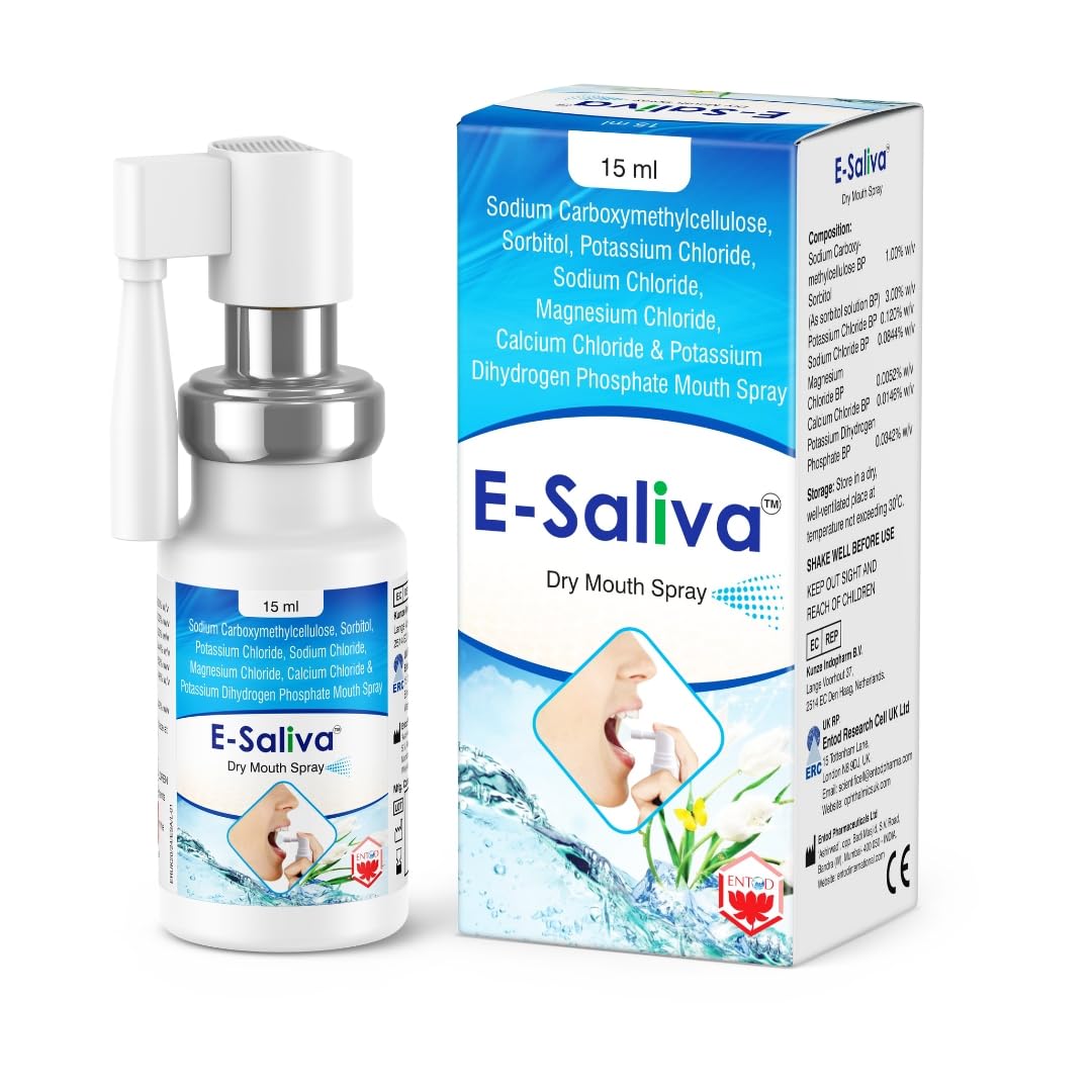 E-Saliva Natural Dry Mouth Spray - Instant Dry Mouth Relief - Hydrating Formula with Long-Lasting Effect - Moisturising Saliva Spray for Dry Mouth - Refreshing Flavor 15ml (Pack of 1)