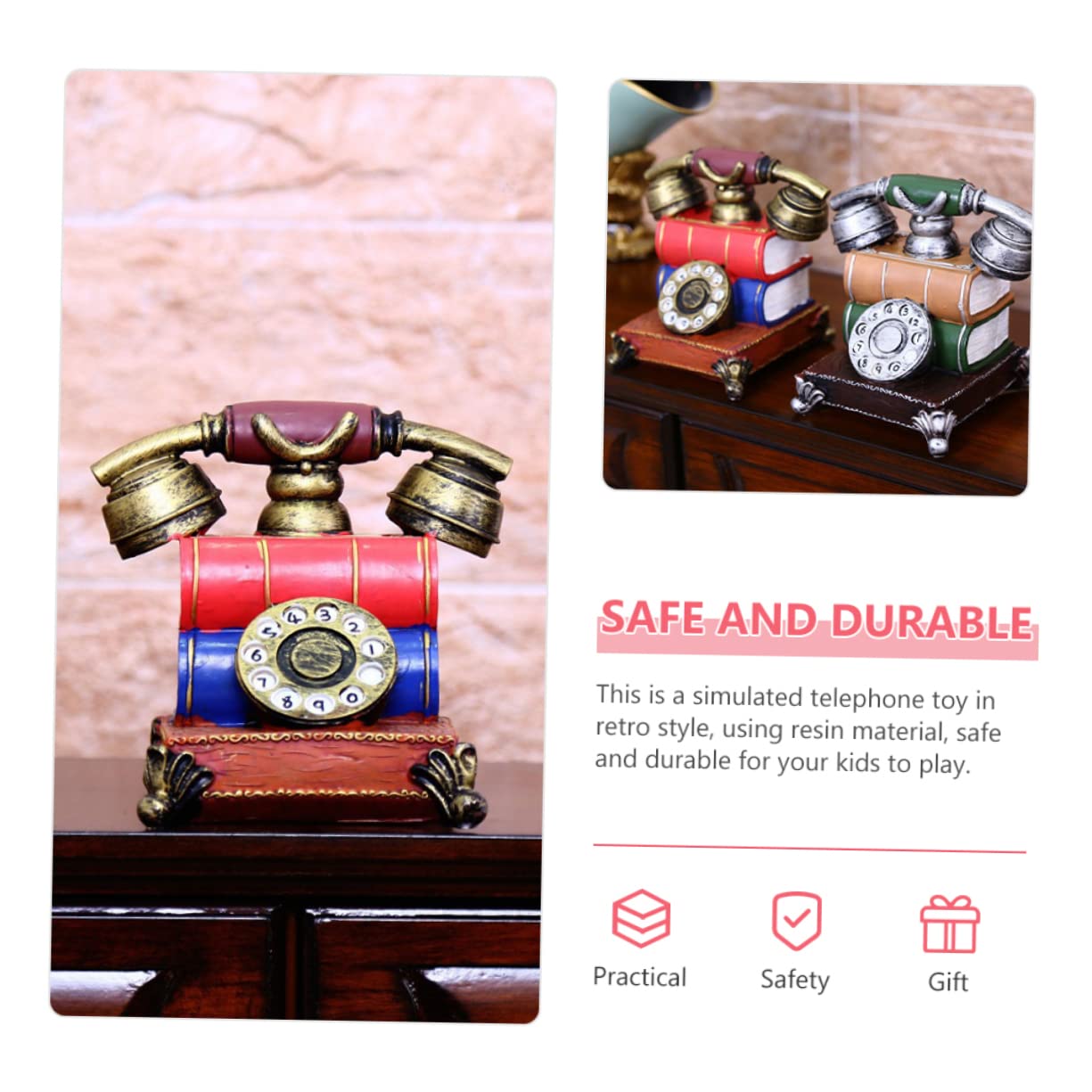 GOOHOCHY Vintage Simulation Telephone for Retro Telephone Model Plaything Enhances Communication Skills Cognitive Development Present for Family Friends