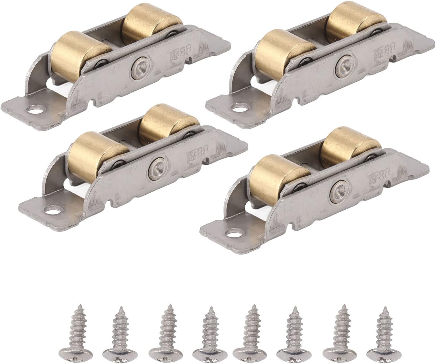 4 Set Sliding Patio Door Roller Replacement, House Guard Sliding Door Roller with Nylon Wheel Side Adjust Tandem Rollers (Double Copper Flat Wheel)