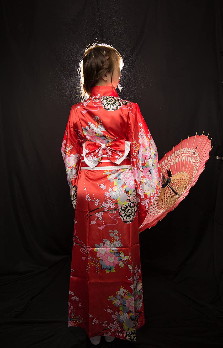 Bata tipo kimono tradicional japonés para mujer, vestido kimono para Halloween, disfraz de cosplay de Geisha Yukata