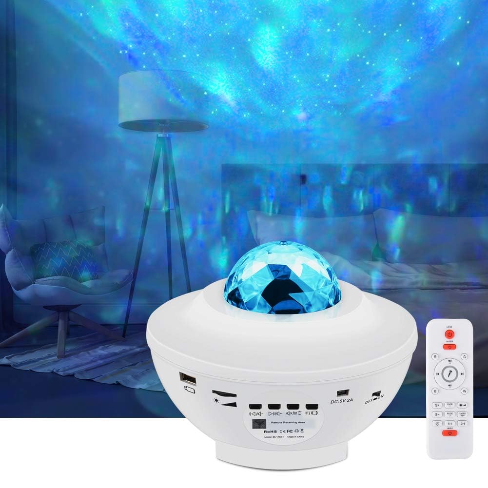 UOUNE Galaxy Projector,Star Projector with Remote Control,Music Bluetooth Speaker,Timer,Ocean Wave Star Sky LED Night Light Lamp for Baby,Kids Bedroom,Stage,Birthdays,Christmas, White