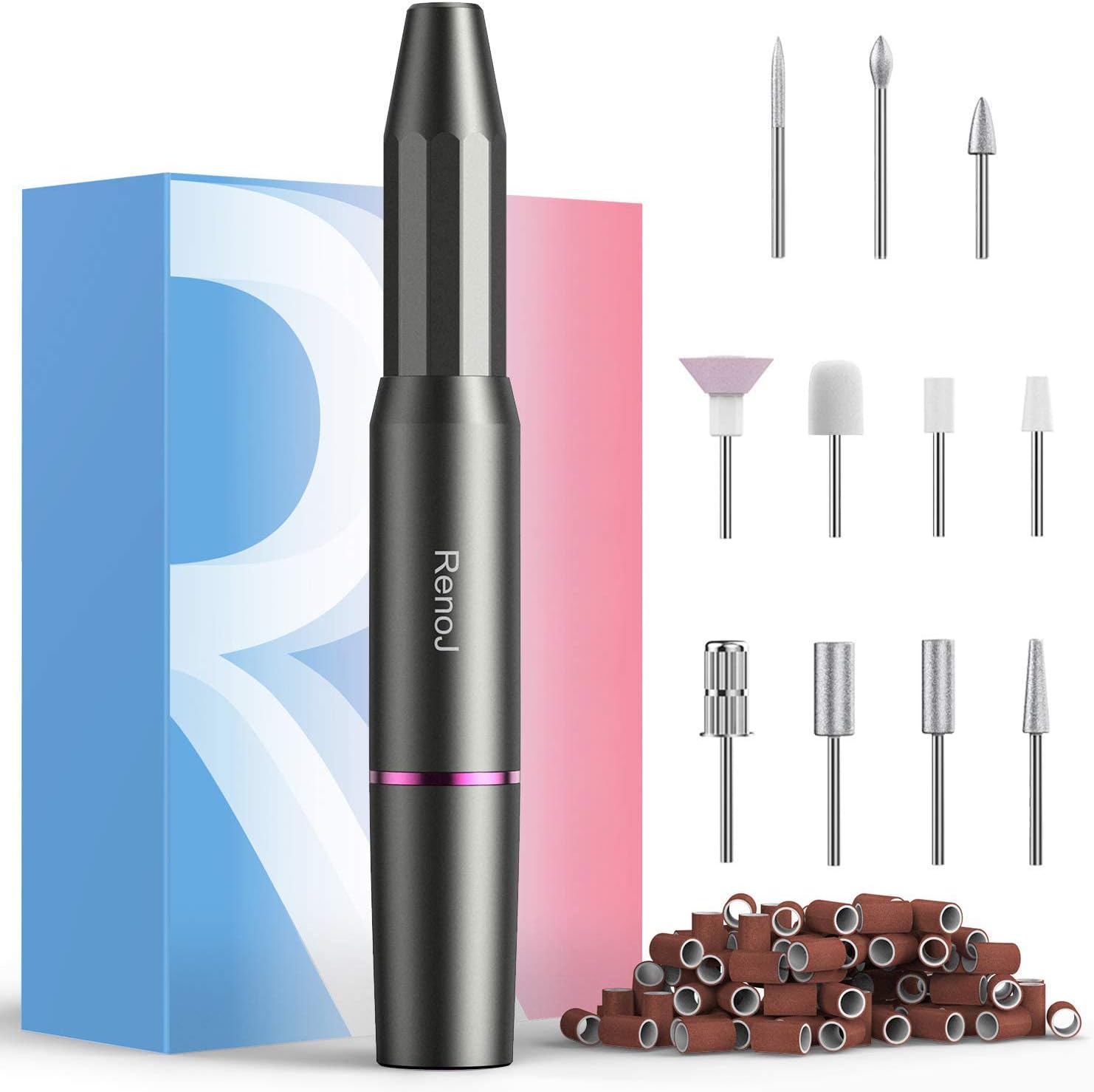 Nail Drills for Acrylic Nails Professional Electric Nail File, RenoJ Portable Electric Nail Drill Efile Nail Filer Electric (Gray)