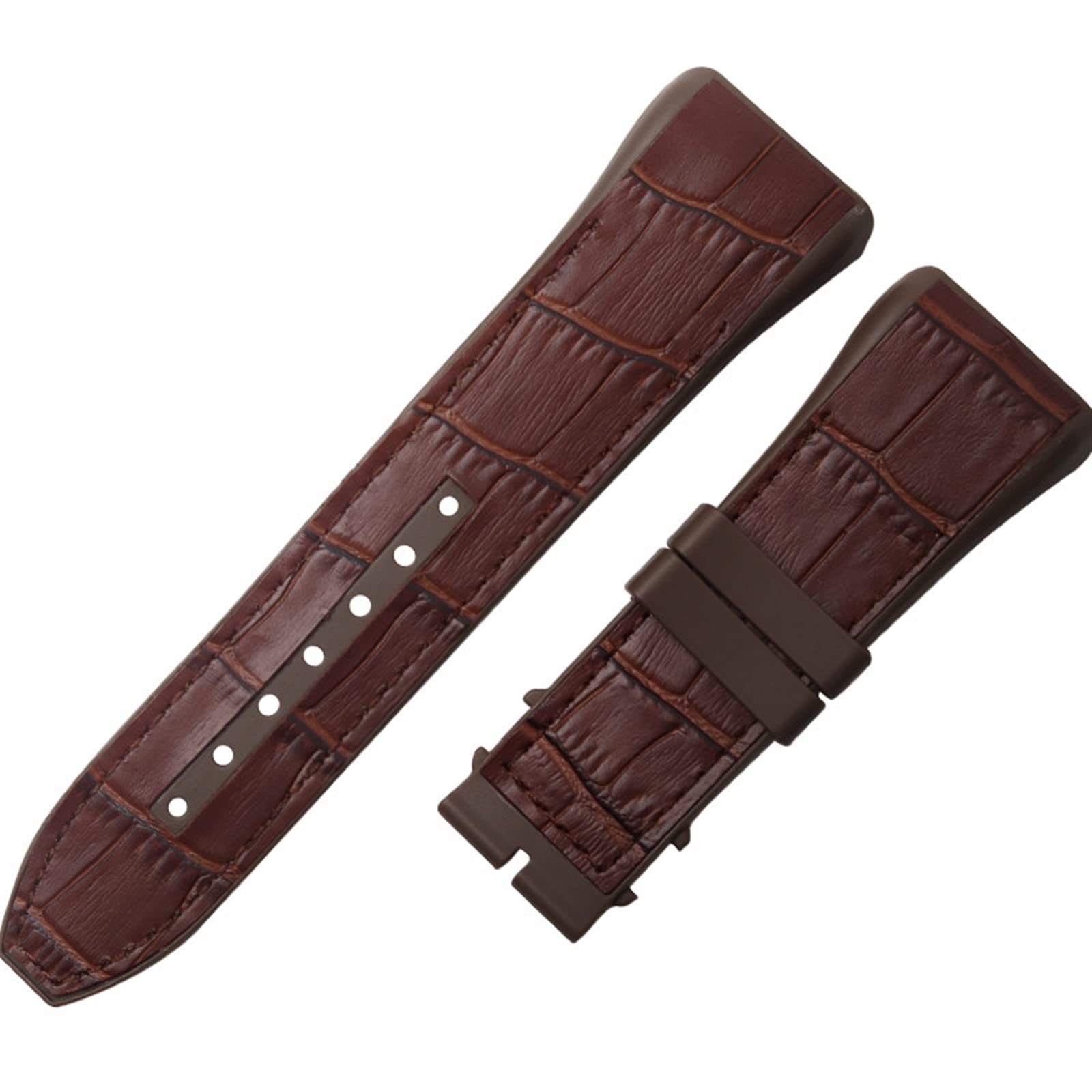 Bracelet de montre en cuir de vache premium marron 28mm boucle déployante matte