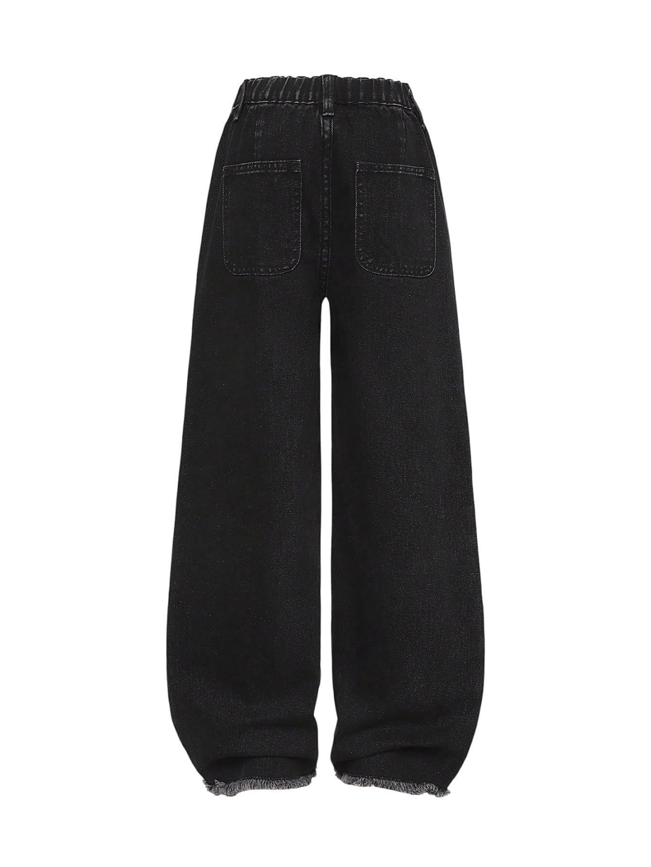 SweatyRocks Pantalones vaqueros holgados para niña, de cintura alta, pantalones vaqueros informales, pantalones vaqueros de pierna ancha, pantalones vaqueros con cintura elástica, ropa de calle, corte