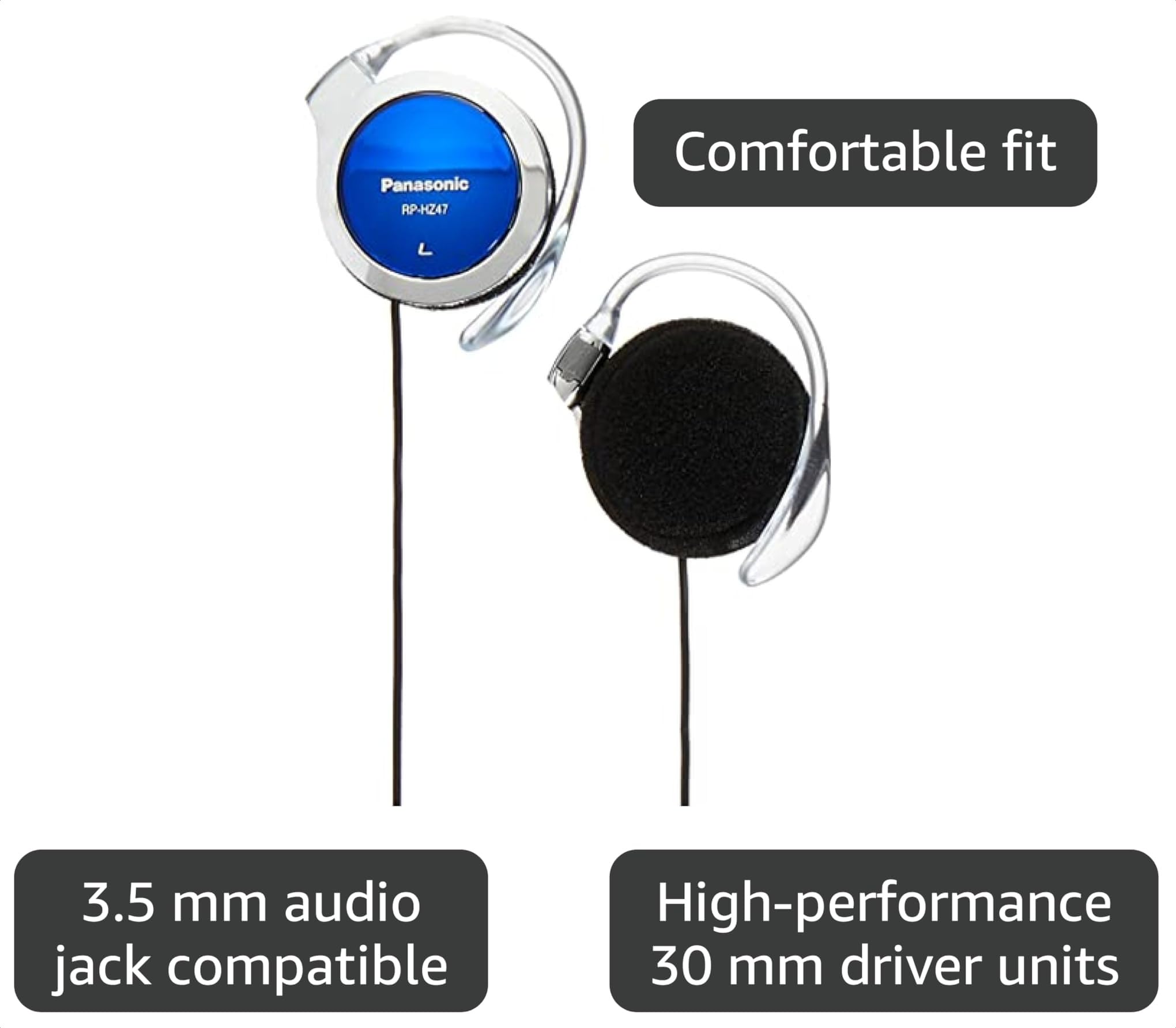 Amazon.com: Panasonic Clip Headphones Blue RP-HZ47-A (Japan Import