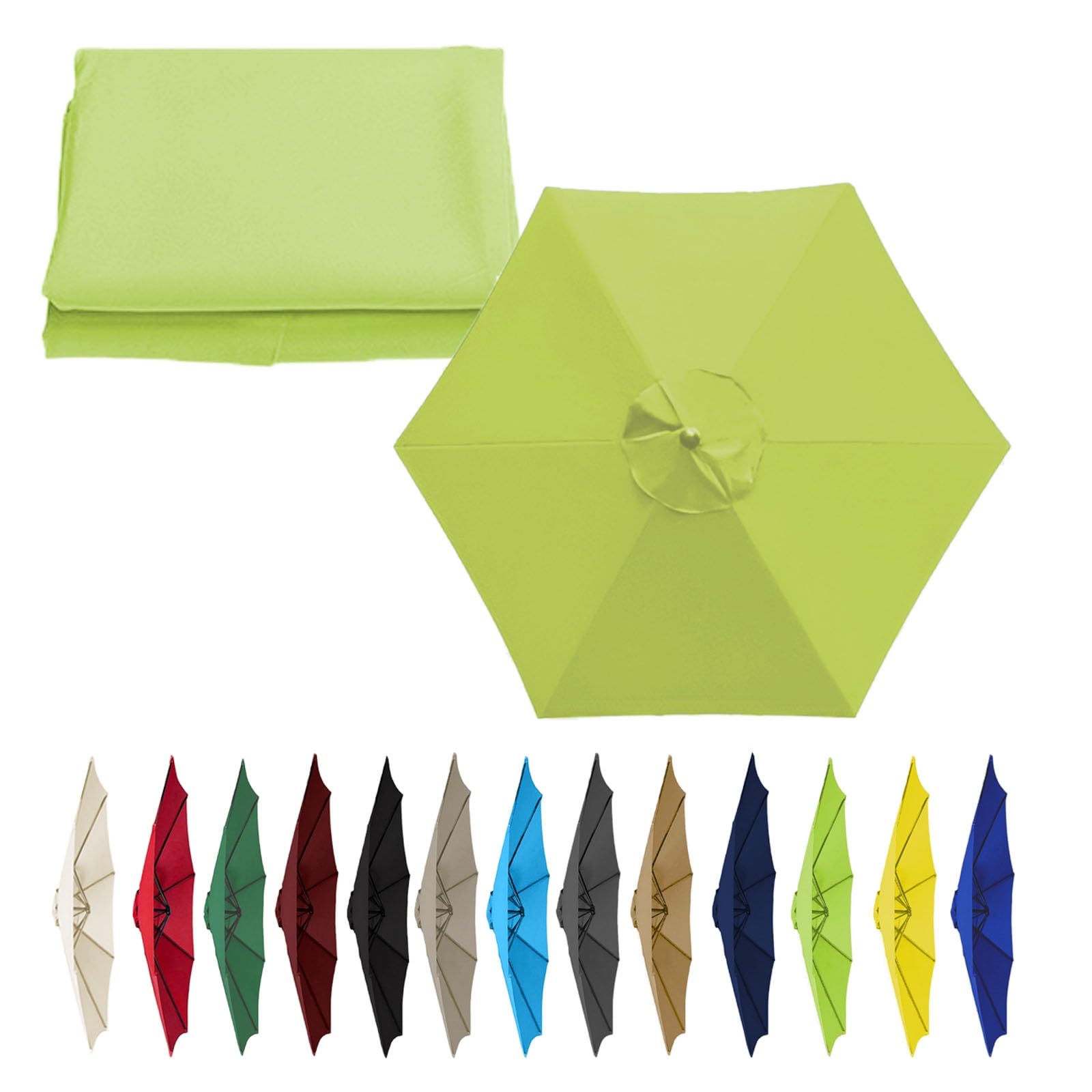 Umbrella Canopy Replacement 200cm-6 Arms 270/300cm-6/8 Arms 300cm-6/8 Arms, Patio Umbrella Replacement Cloth, Uv-Resistant, Waterproof, Washable, Easy To Install(Color:Grass green,Size:6 ribs-2.7m(8.8 — image 1