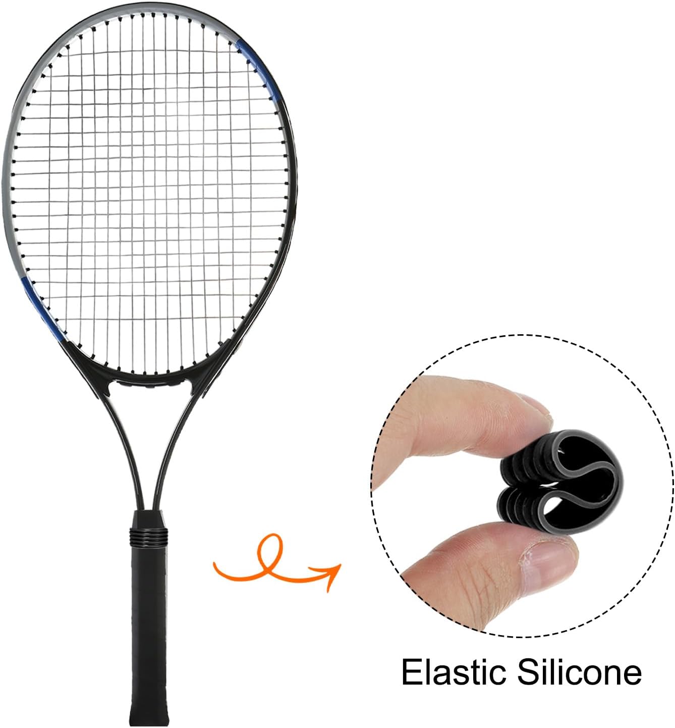MECCANIXITY Tennis Racket Silicone Racquet Grip Ring Racket Band Rubber Ring Non Slip Absorbent Overgrip in Place