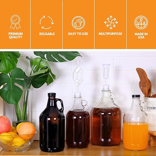 Miniatura 5 de Botella de agua de vidrio marca Home Brew Ohio incluye tapa de rosca metálica de 15 capacidad de 1 galón 1 Transparente 1