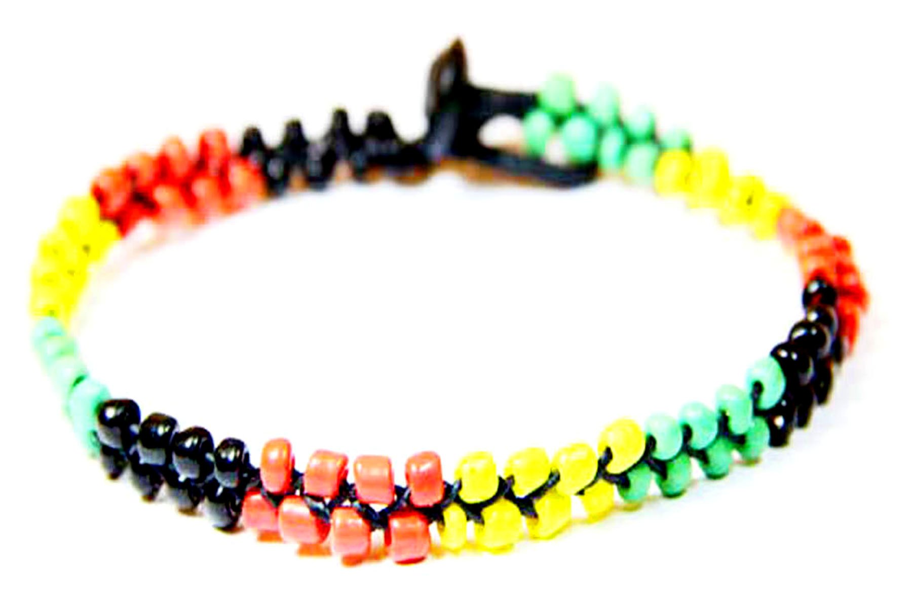 PTN Handmade JewelryRasta Anklet Jamaican Ankle Bracelets Red Green Yellow Black Beads Braide Surfer Handmade (AP2330)