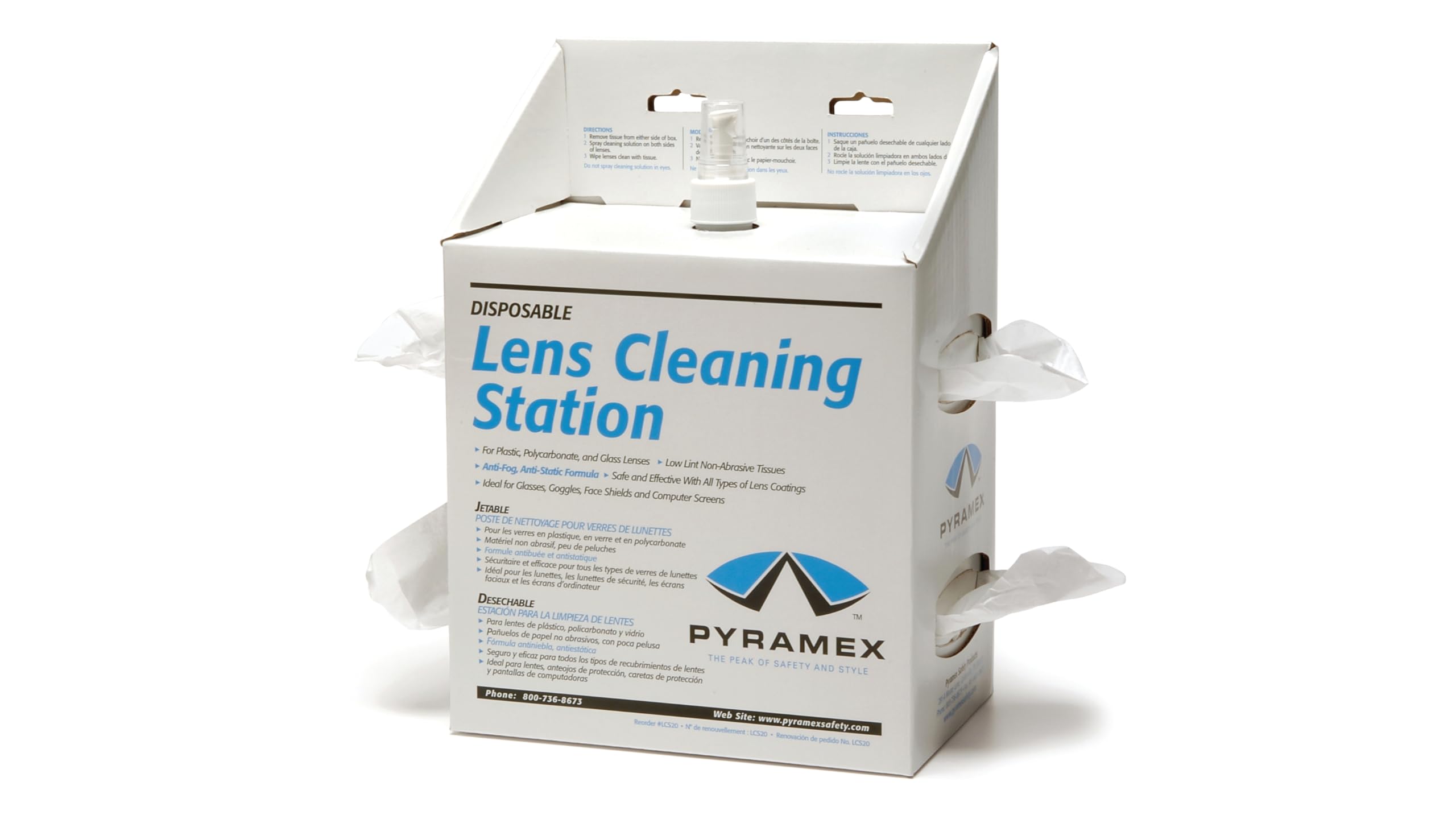 Pyramex Lens Cleaning Station With 16Oz Cleaning Solution 1200 Tissues