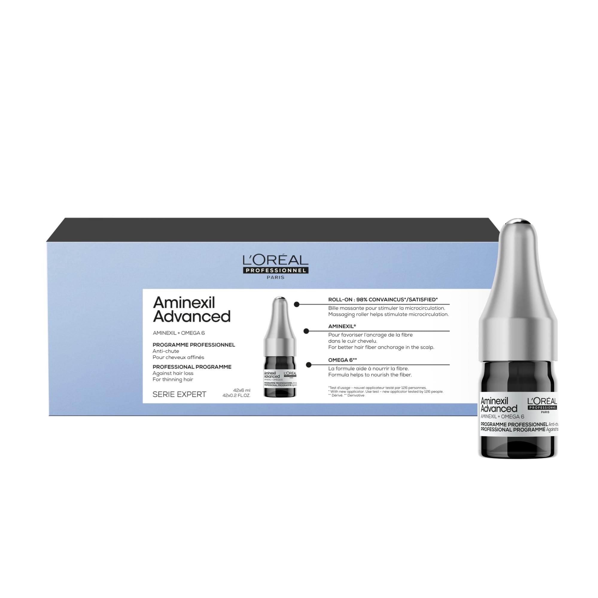 L'Oréal Professionnel Kräftigende Haarkur gegen Haarausfall, Für volleres Haar, Aminexil Advanced Anti-Hair Loss Activator Treatment, 42x6 ml