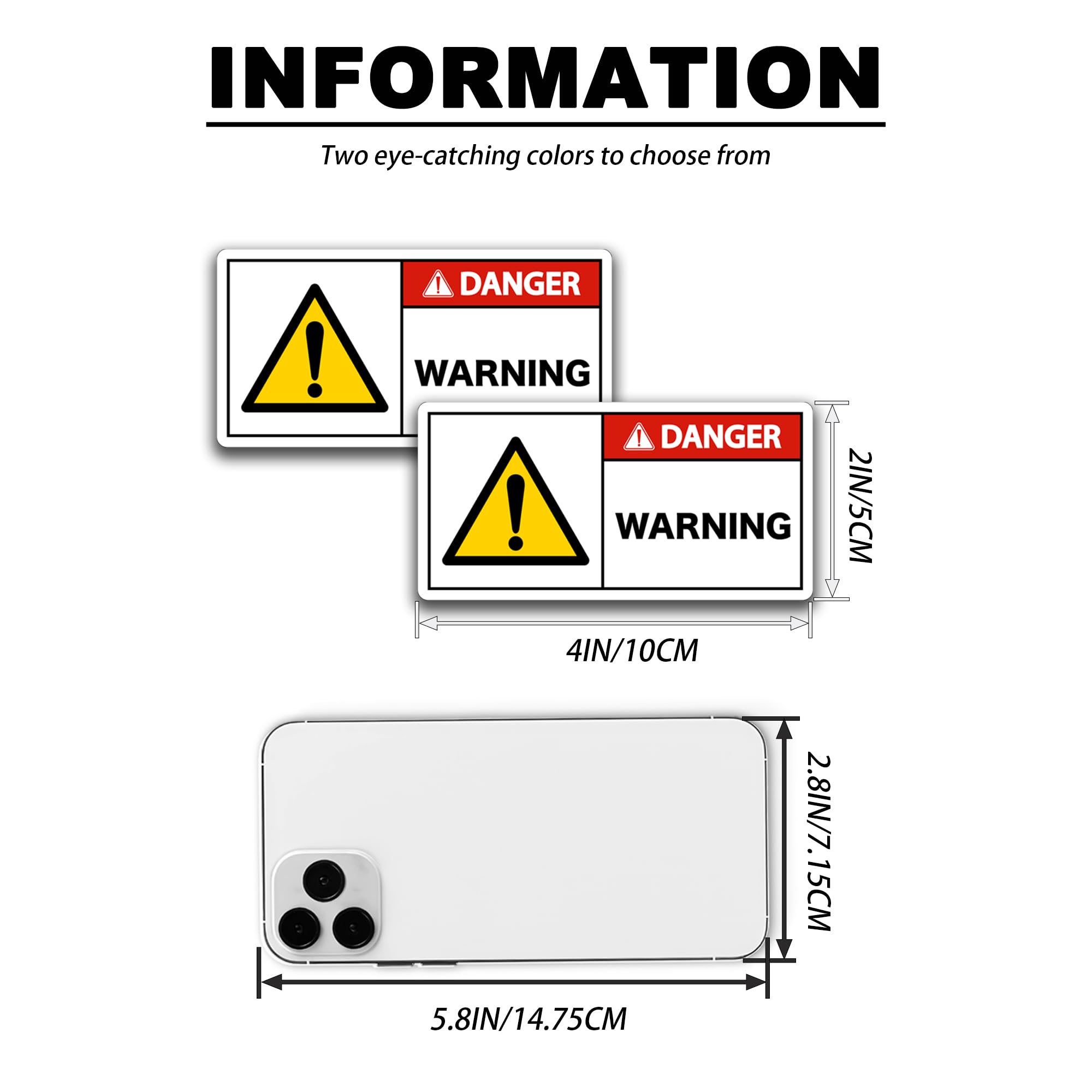 2 señales de advertencia de seguridad, 4 x 2 pulgadas, autoadhesivas, impermeables y resistentes a los rayos UV, señal de peligro para máquina de taller, color rojo, negro y blanco
