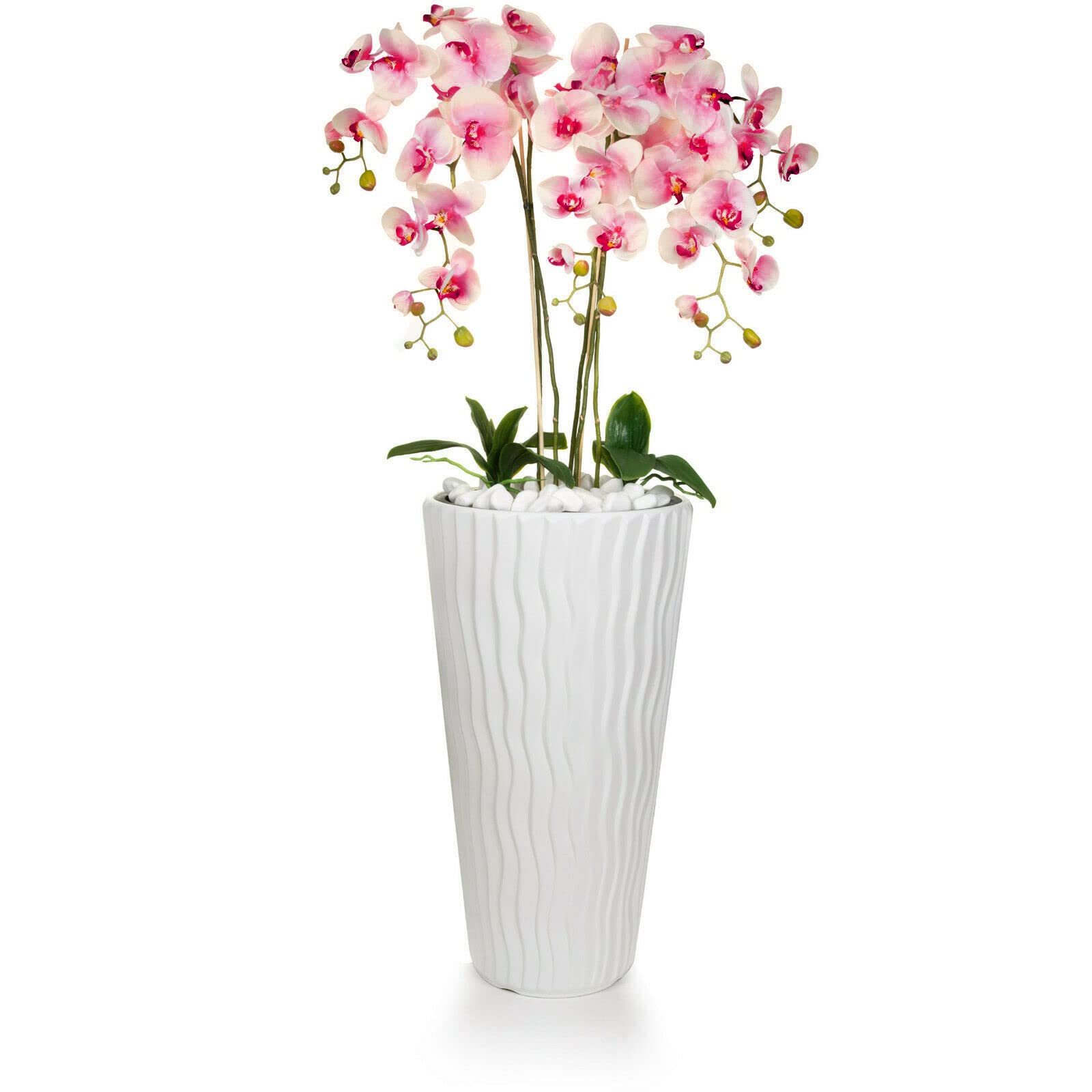 Amazon.de: Gesteck knstliche Orchideen im Hochbertopf - Gesamthhe: ca.  140cm | Silikonblten | Farbe: Rosa | Gesteck Orchidee Kunstpflanze Schmuck  Blumen Arrangement Kunstblumen