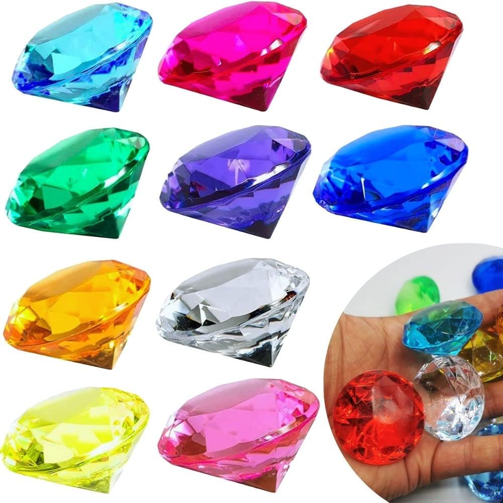 LUFEIS Juguete de Diamante para niños, 29 piezas 4cm Juguete de Gema Acrílica, Búsqueda del Tesoro Pirata Grandes Gemas de Acrílicas de Multicolores para Navidad, Semana Santa, Favores de Fiesta