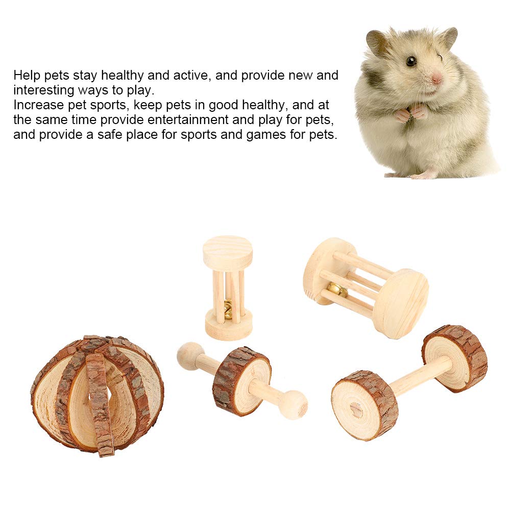 YOUTHINK 5 Unids/Set Pequeño Juguete para Mascotas, Juguete De Seguridad De Madera Juguete Dientes Molares Juguete para Conejo De Guinea Hamster Rata Rata