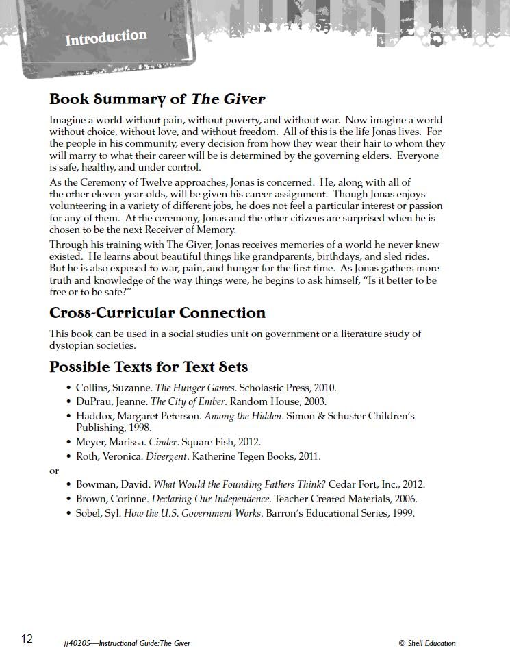 Image of The Giver: An Instructional Guide for Literature - Novel Study Guide for 4th-8th Grade Literature with Close Reading and Writing Activities (Great Works Classroom Resource
