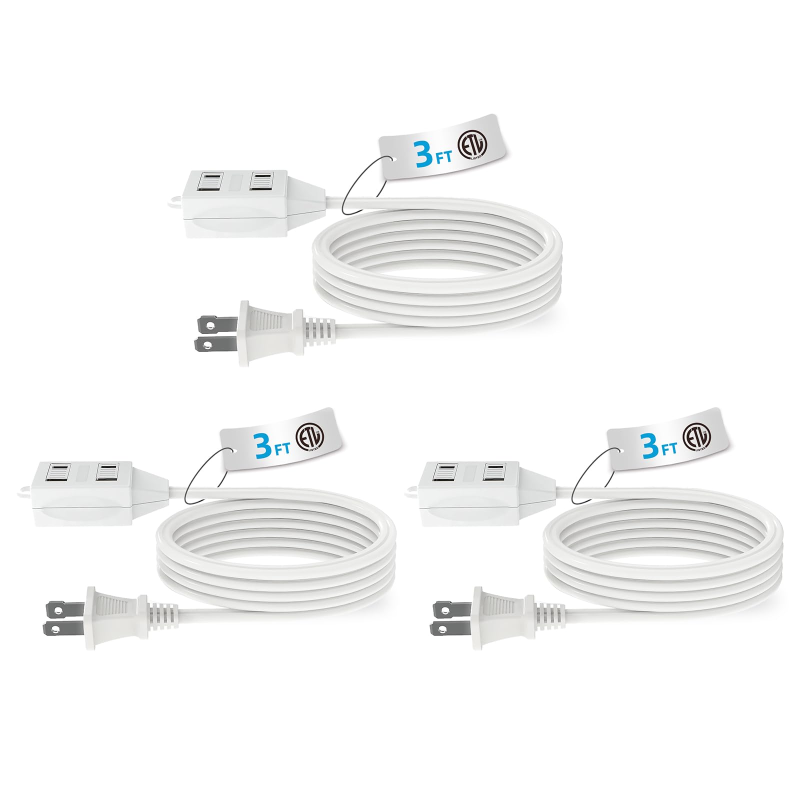 TiFFCOFiO 6ft Extension Cord - 3 Outlet -12