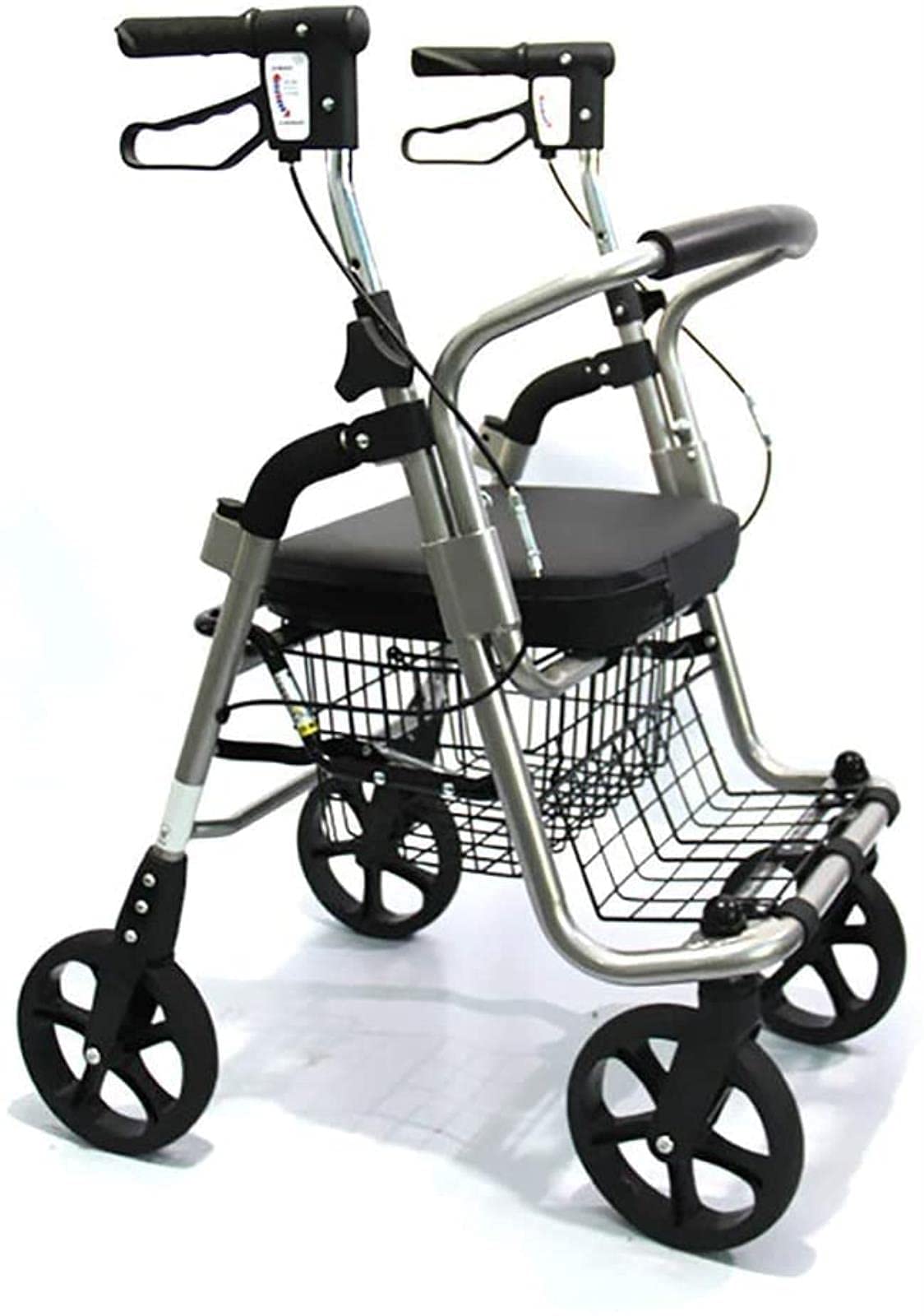 Rollator Walker Transport z siedziskiem i 4 kołami Składany chodzik z podnóżkami dla osób starszych Bariatryczna pomoc w poruszaniu się Comfortable anniversary