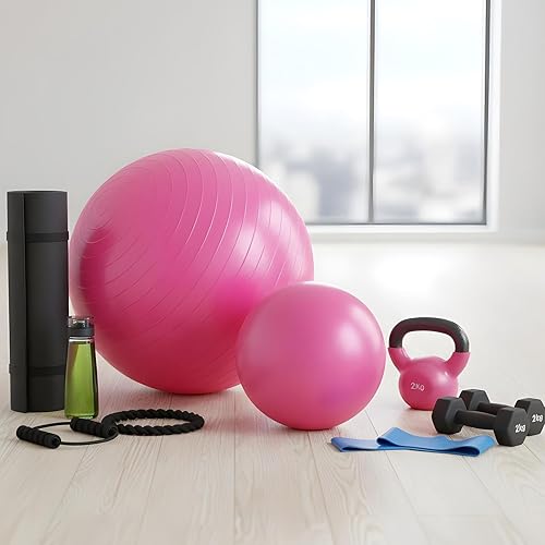 Miniatura 7 de 2 pelotas de yoga, 2 tamaños gruesos antiestallidos, pelotas de ejercicio para entrenamiento y estabilidad, equipo de pelota de equilibrio