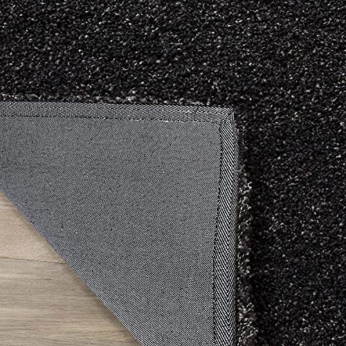 Image of Shaggy Carpets and Rugs for Hall and Drawing Room 8x8 Square Charcoal Color