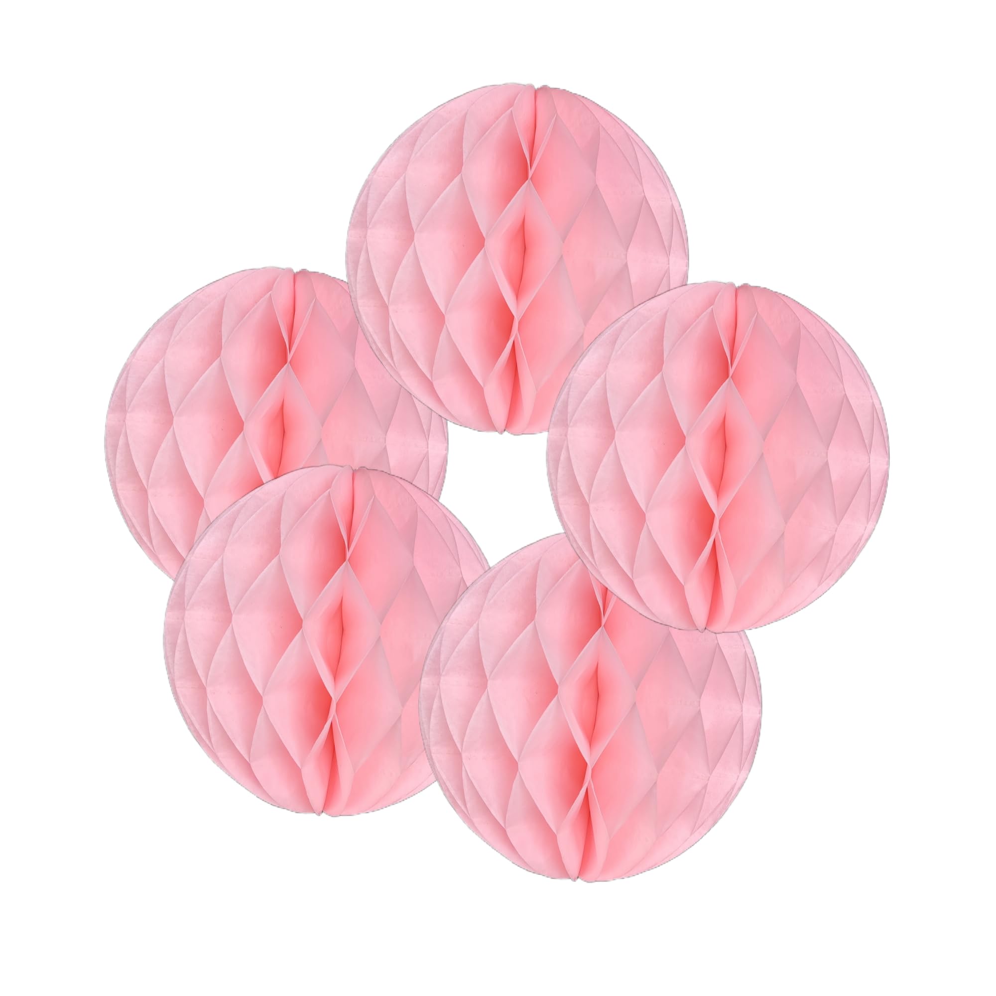 SrchJoy Honeycomb Paper Ball Party Decorations Pack of 5 Tissue Pom Poms Flower Ball Garland Birthday Baby Shower Wedding Party Decor (Light Pink, 5 Pcs - 8" (20cm))