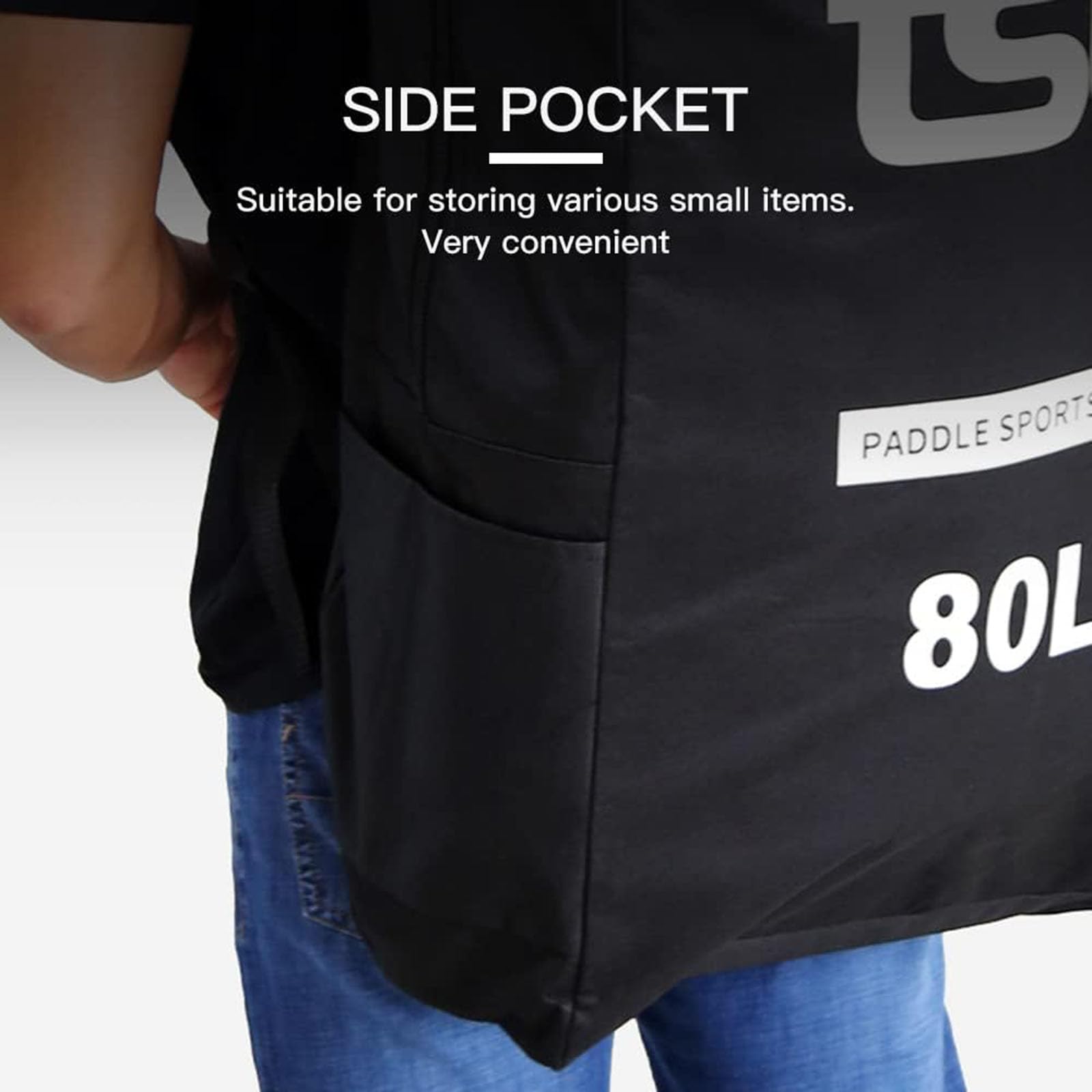 Mochila para Tabla de Paddle Surf 105L Tela Oxford Impermeable Gran Capacidad Negro
