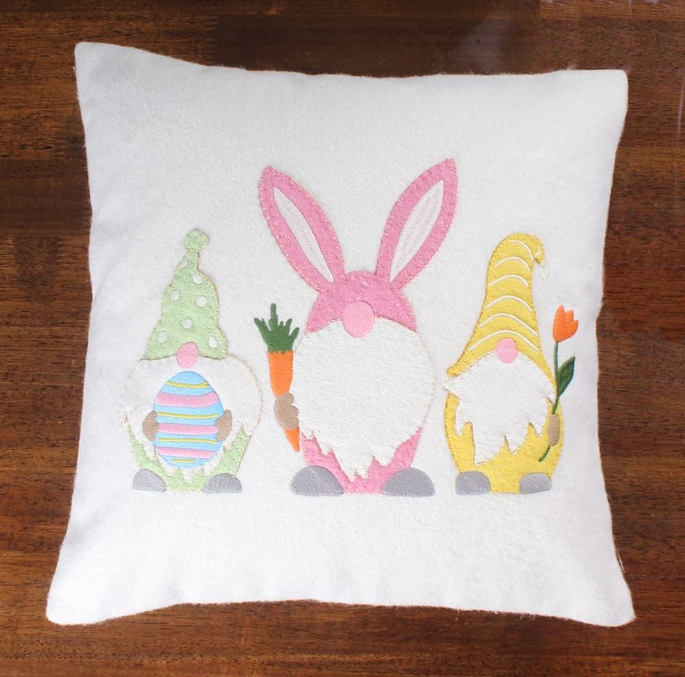 Easter Gnomes Cream Pillow 14"x14"