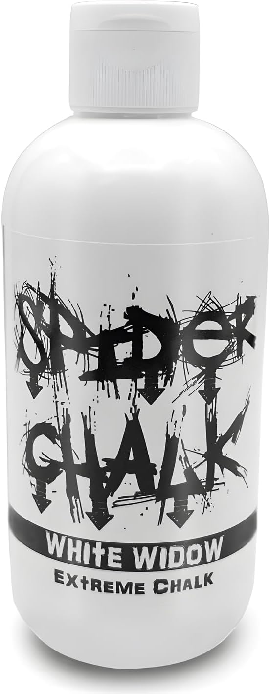 spider chalk 8oz White Widow Liquid Chalk Dry Hands for Gym, Powerlifting, Weightlifting, Tennis, Made in The USA