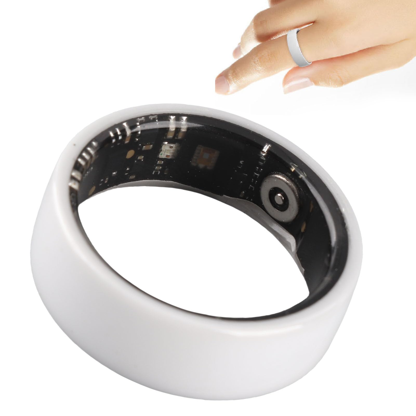 Anneau Intelligent, 50m et IP68 Bague de Podomètre de Fitness en Céramique Portable Portable, Contrôle D'accès NFC, Bague de Suivi de Fitness d'activité Légère, Modes de Sport (10)