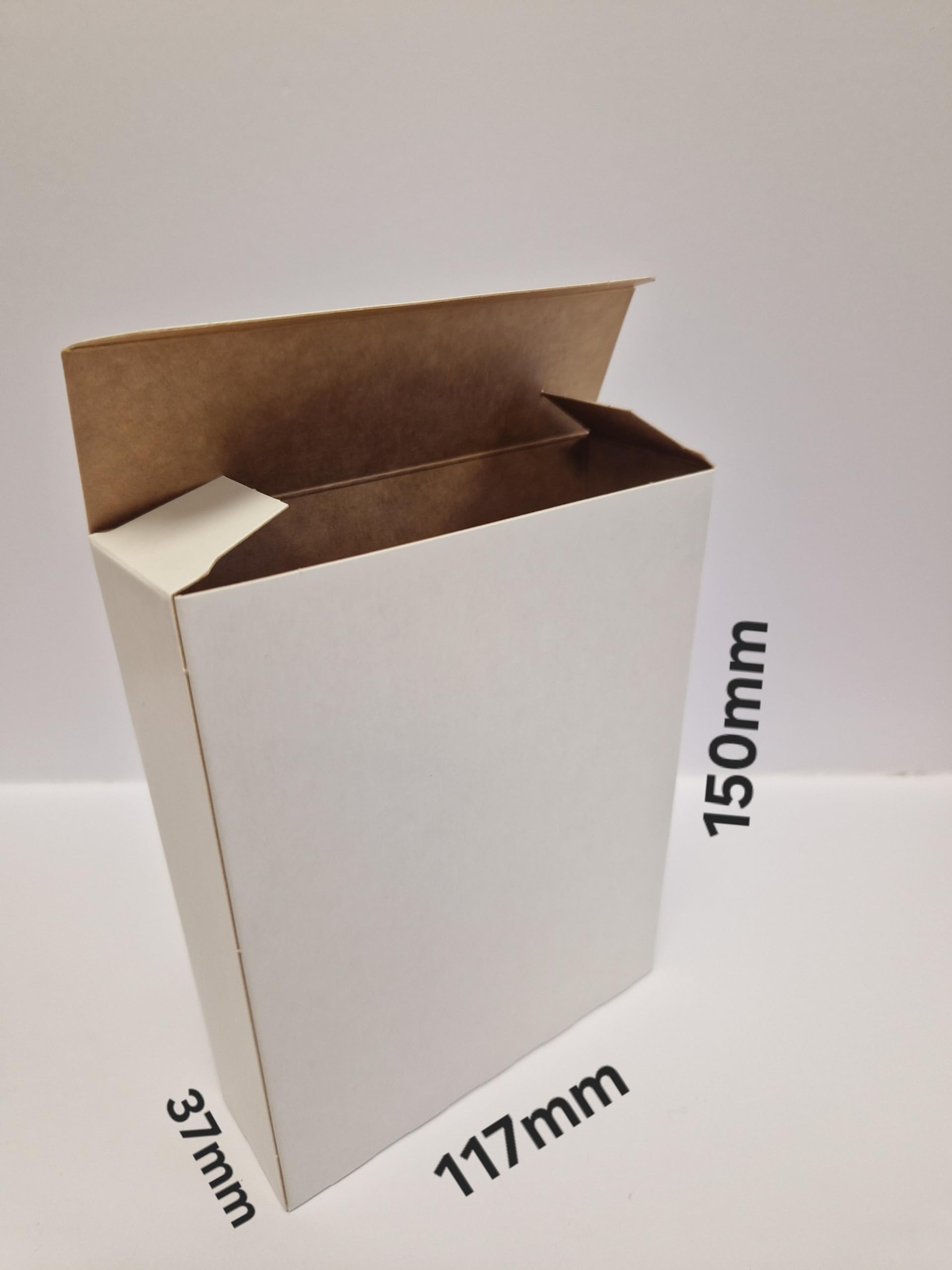 10 x Self Assembly Presentation/Gift/Multi Use Box White (Tan Inner) 150 x 117 x 37mm 345g JLH283