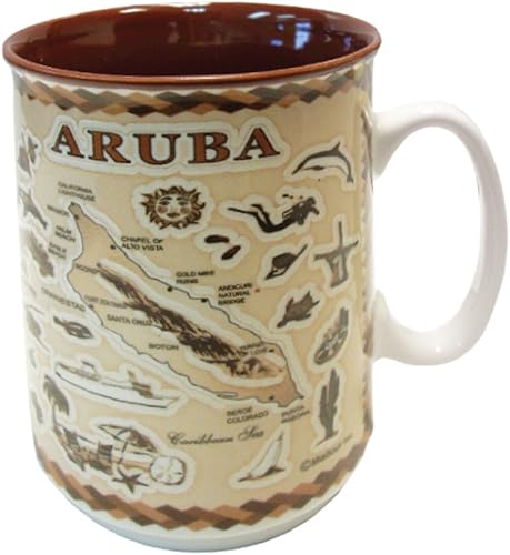 Taza de café de regalo de recuerdo de Aruba, diseño antiguo de mapa de isla marrón en relieve, tazas de té de cerámica de 11 onzas, el mejor regalo