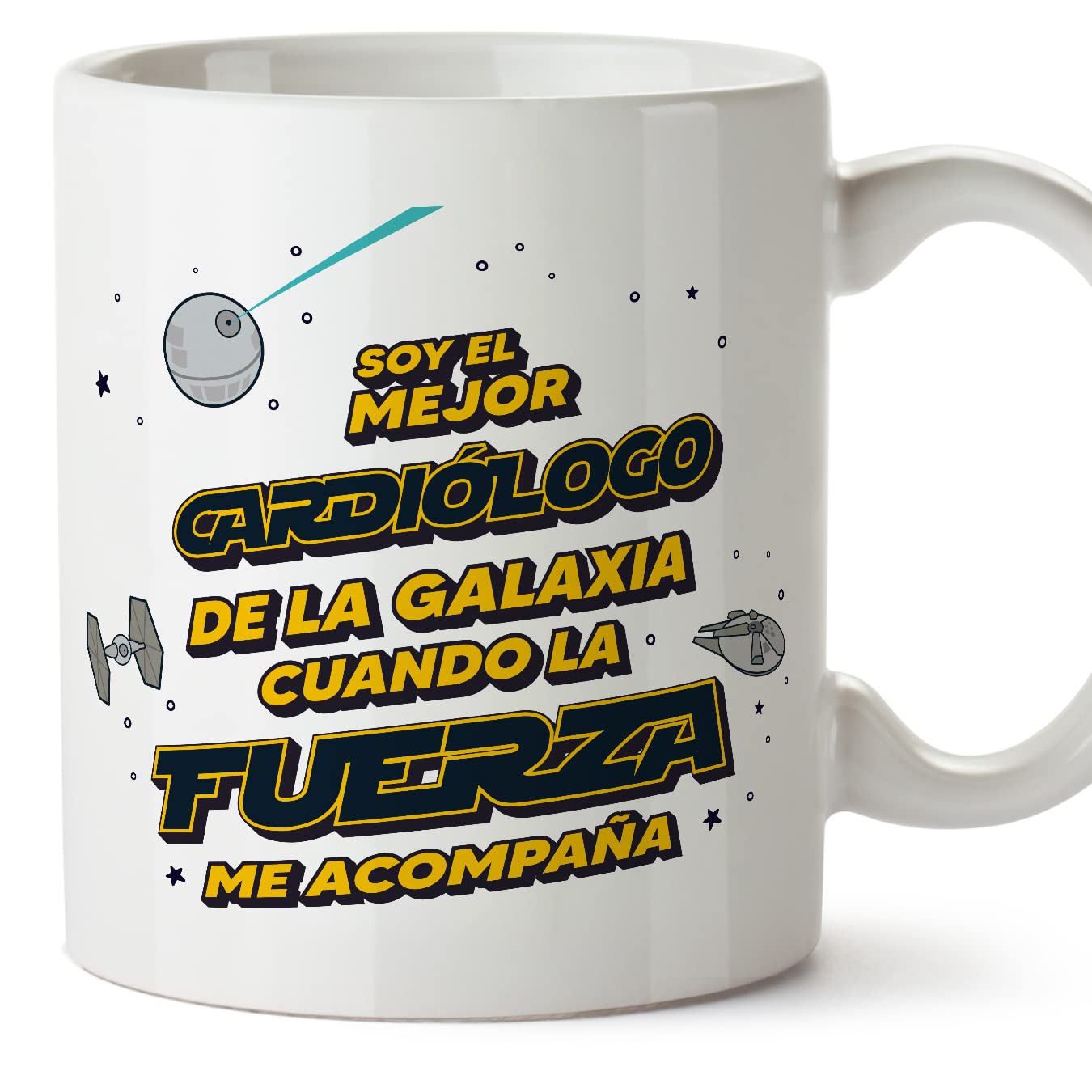MUGFFINS Tazas para JEFE hombre - En Español - Mejor de la Galaxia Cuando Fuerza me Acompaña - 11 oz / 330 ml - Regalo original y divertido — view 513