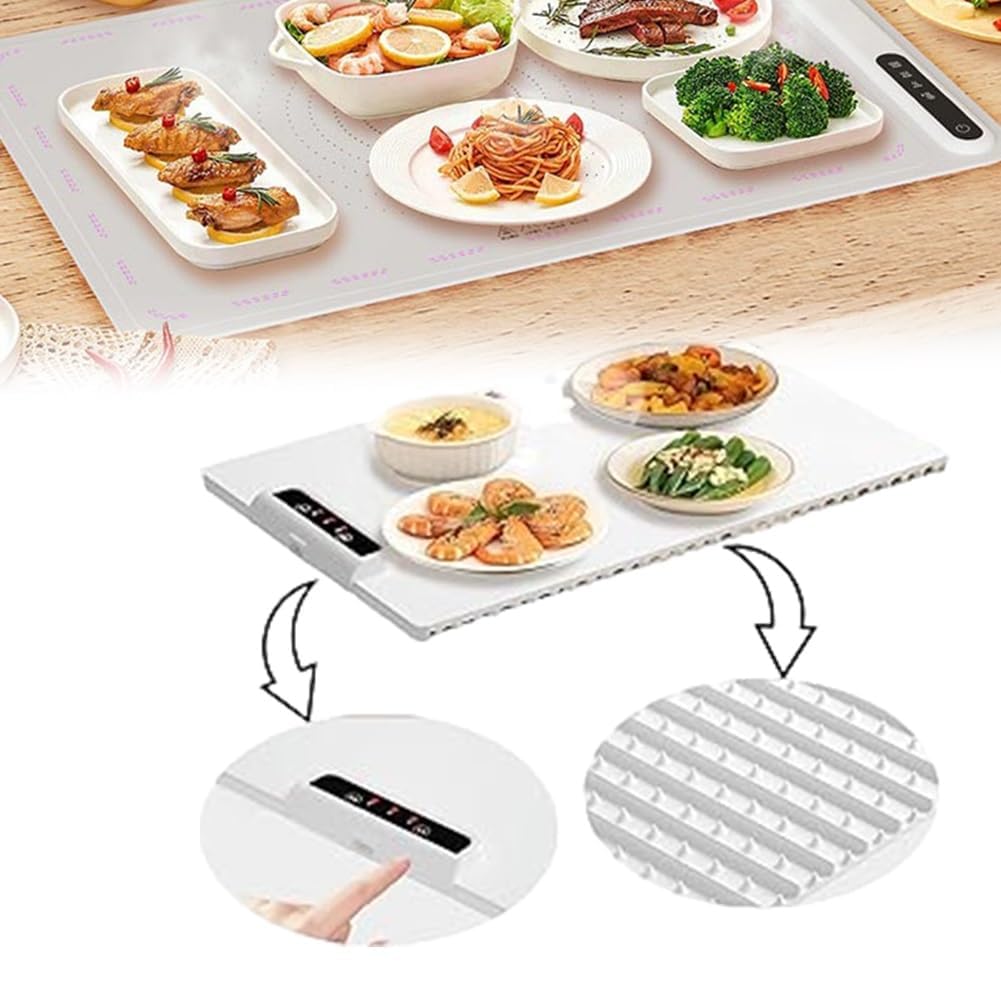 Electric Warming Tray with Adjustable Temperature,Portable Electric Warming Tray Silicone, 2024 New Upgrade Electric Heating Tray, Foldable Food Warmer Fast Heating,For House Parties