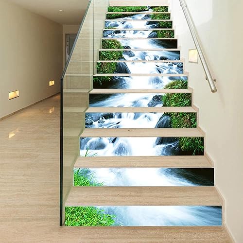 Miniatura 3 de KACOLOR Calcomanías autoadhesivas 3D de paisaje natural para escaleras, murales de pared, calcomanías de vinilo para escaleras, decoración de papel