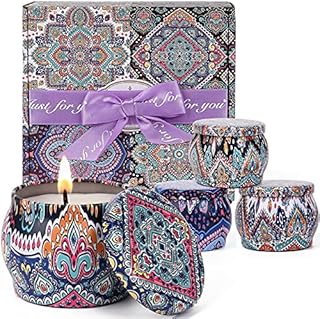 Scented Candles Gift Set for Women with 4 Fragrances Use for Stress Relief Soy Wax Candles Gifts for Aromatherapy Bath,Yoga Gift for Christmas, Birthday, Mother's Day