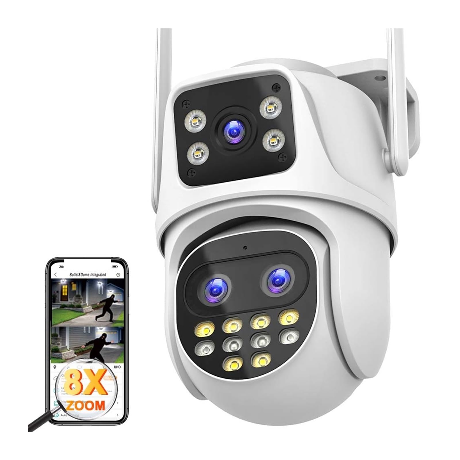 Cámara de seguridad 5K exterior con seguimiento automático y zoom 8X para proteger todo tu hogar