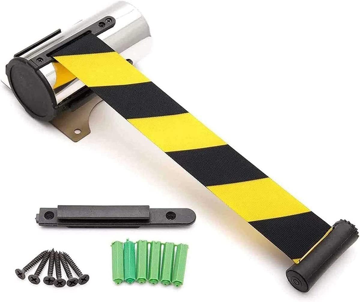 Cintura di sicurezza 5M Cintura di barriera retrattile in acciaio inossidabile, cintura di barriera per code montata a parete per museo/fabbrica/cinema per parco giochi, hotel, controllo della folla