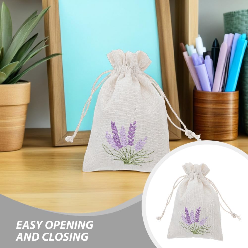 PRETYZOOM 20pcs Lavender Sachet Bags: Cotton Drawstring Pouch Empty Refillable Small Bags for Lavender Spice Jewelry Wedding Home Car Decorations