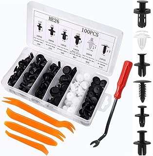 100Pcs Car Body Trim Clips Car Universal Parts Snap Plastic Nylon Rivet Trim Clamp, Car Door Bumper Clips Fender Retainer Clips, Fastener Remover, Demolition Tool for Car Panel Trim