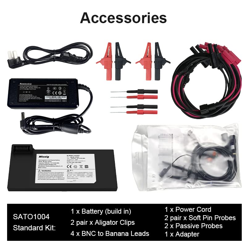 Included accessories for Micsig SATO1004 oscilloscope