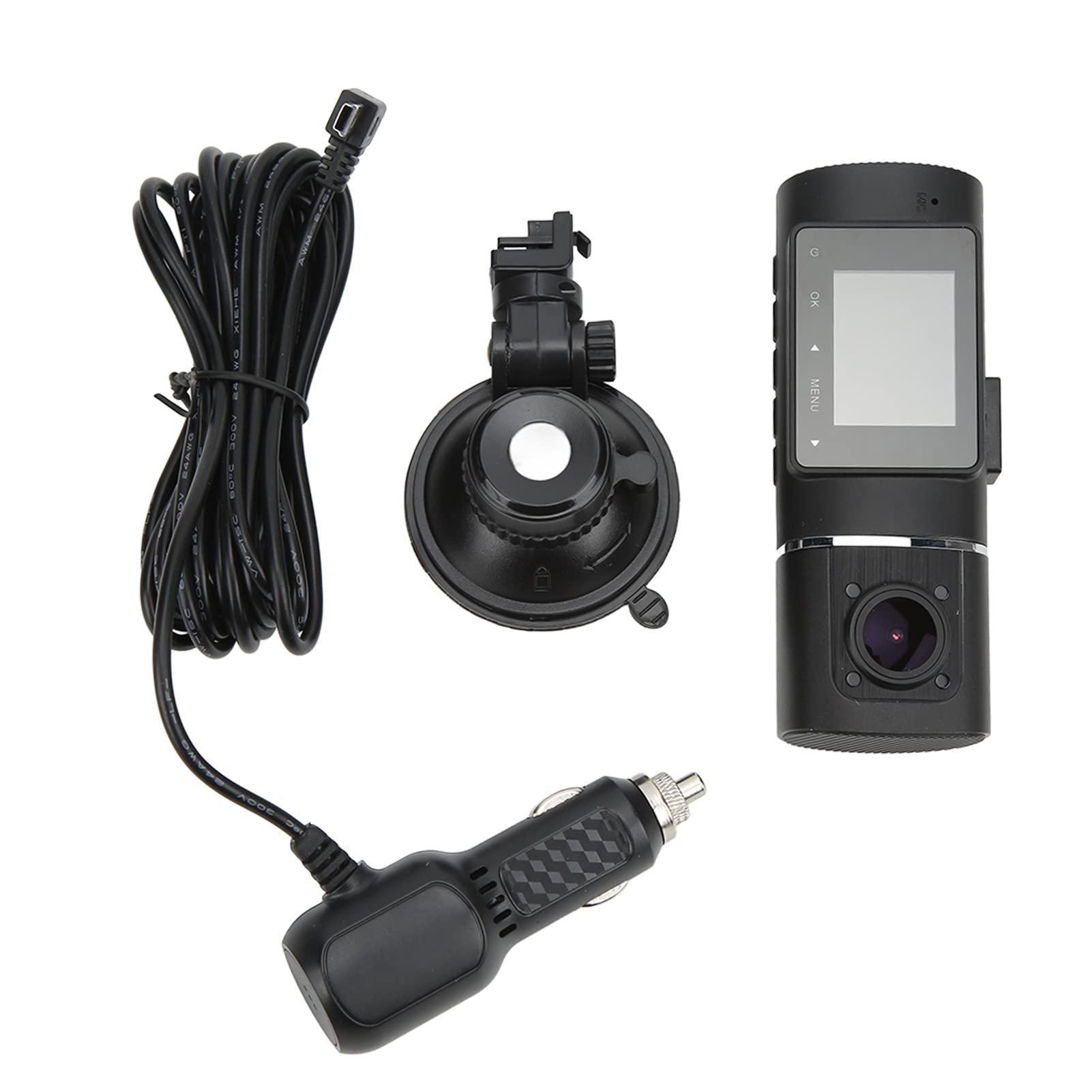 Dash Cam per Auto, Doppia Fotocamera Anteriore e Posteriore 1080P Visione Notturna con Sensore G Registrazione in Loop 170° Grandangolare Scheda da 32 GB Dash Cam Anteriore