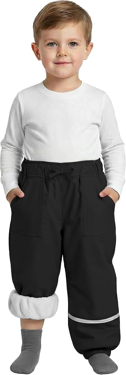 MIVEI 2T/3T/4T/5T Toddler Snow Pants Waterproof Fleece Lined Winter Warm Ski Rain Pants with Drawstring for Kids Boys Girls