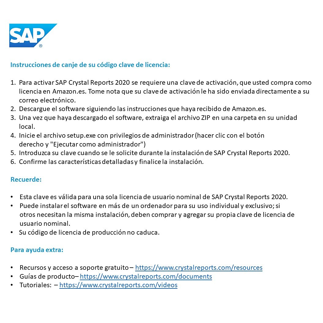 SAP Crystal Reports 2020 Standard PC Activation Code Email