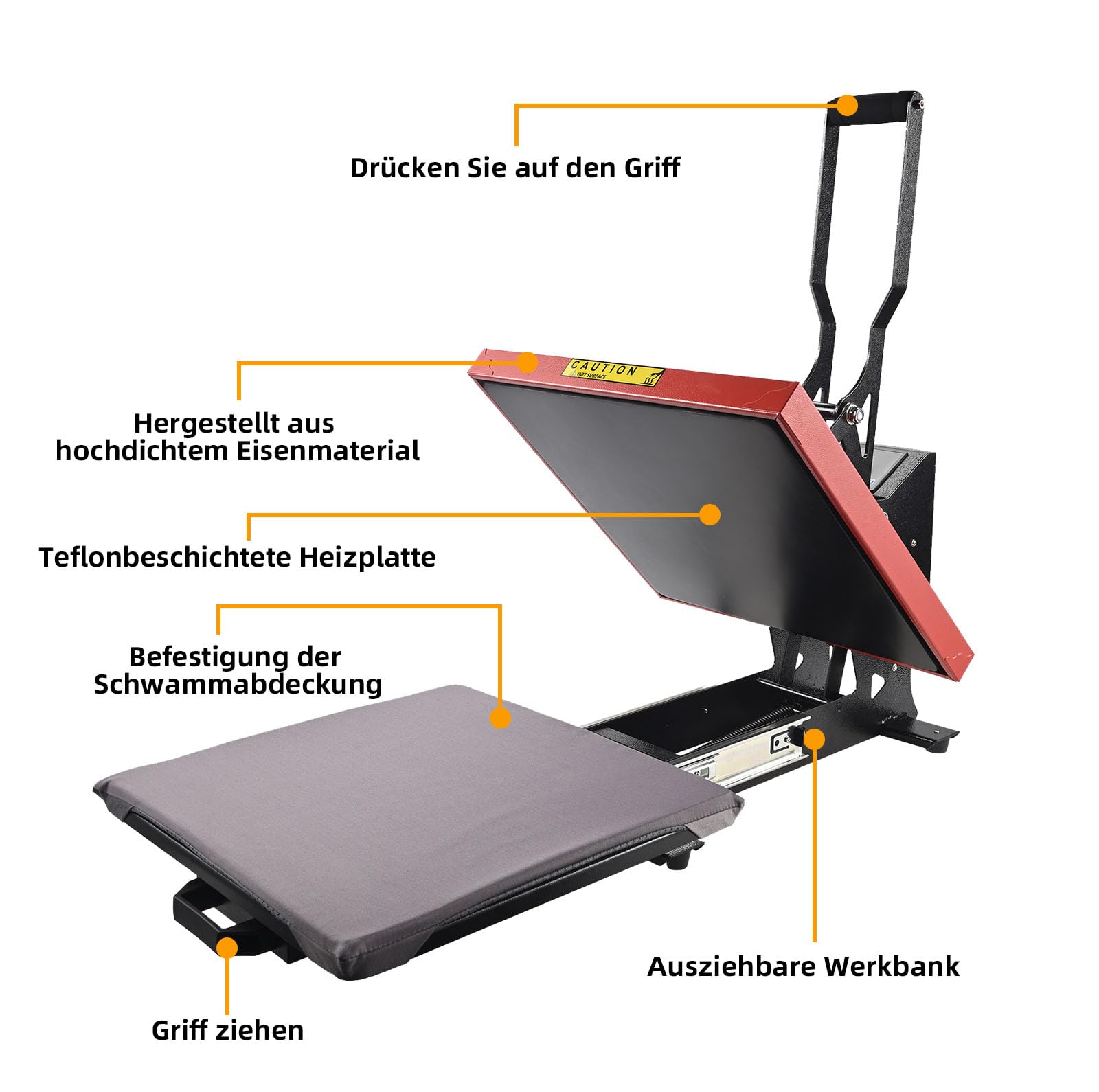 ColorSub timbratrice a caldo Pressa a caldo digitale 38x38cm(15 "x 15") pressa a sublimazione, pressa a caldo in teflon, t-shirt, vestiti, borsa con trasferimento, 1600W