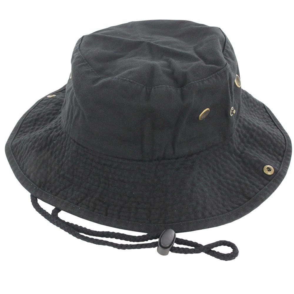 DealStock100% Cotton Boonie Fishing Bucket Men Safari Summer String Hat Cap